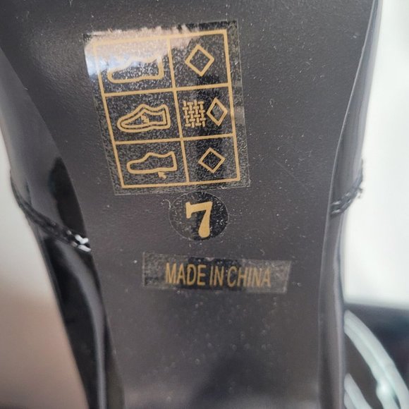 Ellie Femme Fatale Sexy Black Patent Over-the-Knee Stiletto Boots Size 7 - Picture 3 of 8